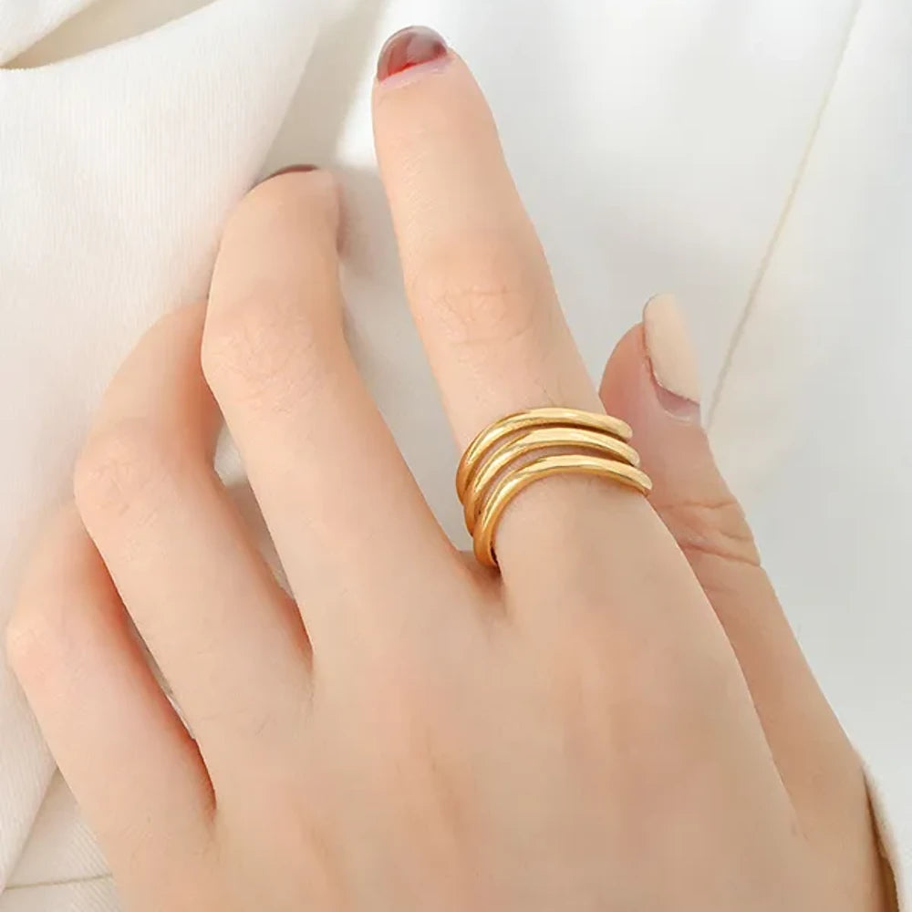Sophia Three-Layered Ring - 18K Gold-Plated