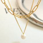 Load image into Gallery viewer, Oceane Freshwater Pearl Double Layer Necklace – 18K Gold-Plated

