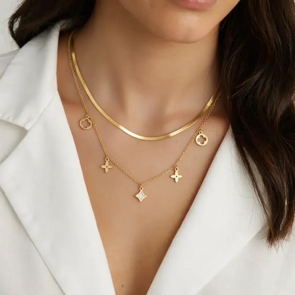 Aviora Charm Layered Necklace – 18K Gold-Plated