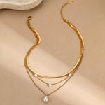 Load image into Gallery viewer, Éloria Layered Pearl Necklace – 18K Gold-Plated
