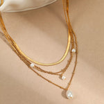 Load image into Gallery viewer, Éloria Layered Pearl Necklace – 18K Gold-Plated
