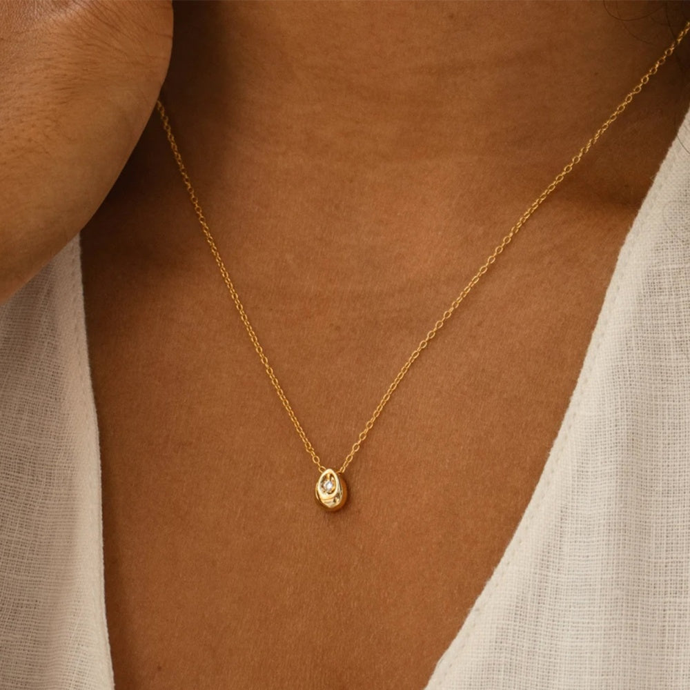 Juhi Water Drop Pendant Necklace – 14K Gold & Silver-Plated