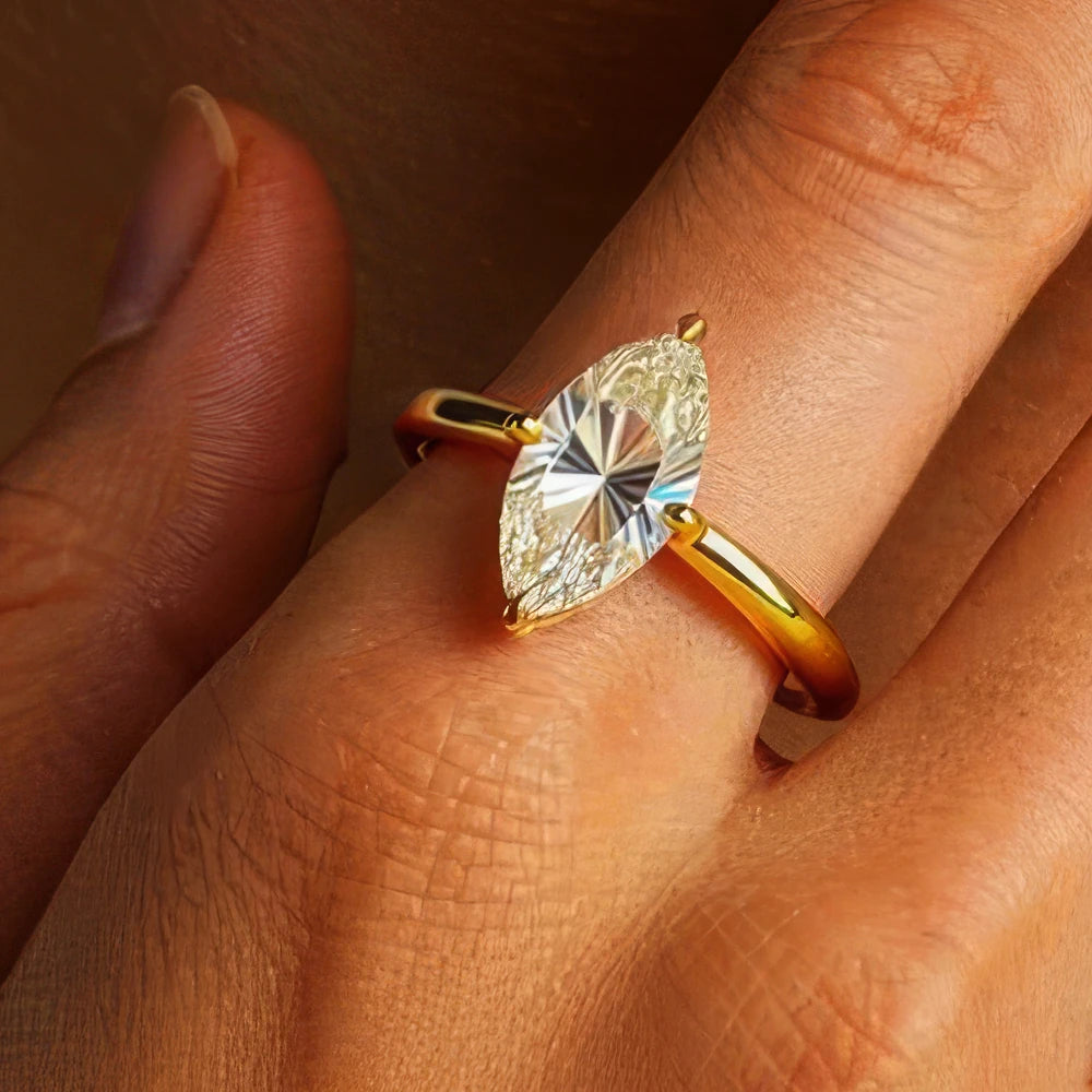 2-Karat-Moissanit-Ring – 18K vergoldeter 925er Sterlingsilber-Schmuck